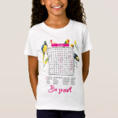 "Birds Word Search for Girls" "Fun & Smart " Tシャツ (正面)