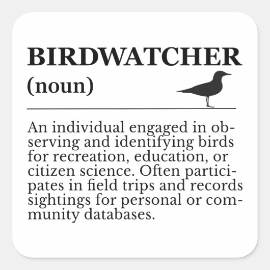 Birdwatcher Definition Observation Identification スクエアシール (正面)