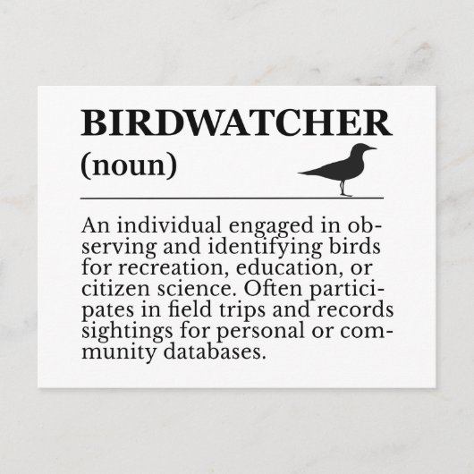 Birdwatcher Definition Observation Identification ポストカード (正面)