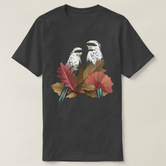 Birdwatching Birding Bird Watcher Fall Leaves Autu Tシャツ (デザイン正面)