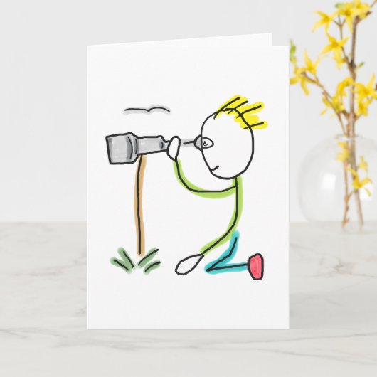 Birdwatching Stickman カード (黄色い花)