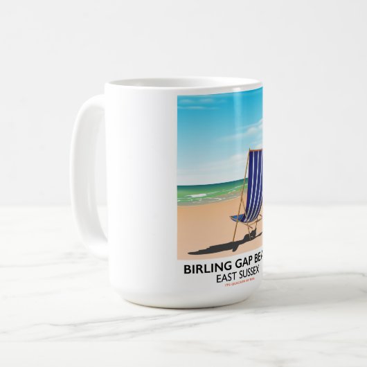 Birling Gap Bea, East Sussexヴィンテージ旅行ポスター コーヒーマグカップ (正面左)