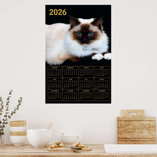 Birman Cat 2026 Calendar  ポスター (キッチン)