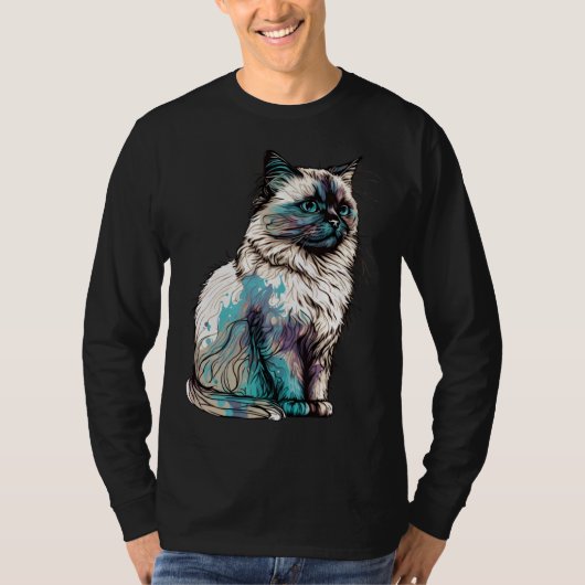 Birman Cat Breed Colorful Mom Lady Tシャツ (正面)