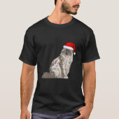 Birman Cat Christmas Santa Hat Xmas Lights Cat Lov Tシャツ (正面)