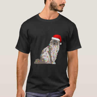Birman Cat Christmas Santa Hat Xmas Lights Cat Lov Tシャツ