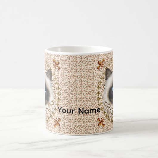 Birman Cat Fleur De Lis mug コーヒーマグカップ (中央)