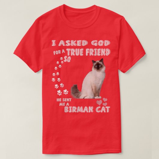 Birman Kitten Saying Mom Dad Costume, Cute Sacred  Tシャツ (デザイン正面)