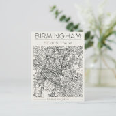 Birmingham City Map Postcard Charcoal Urban Sketch ポストカード (スタンド正面)