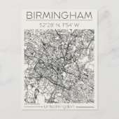 Birmingham City Map Postcard Charcoal Urban Sketch ポストカード (正面)