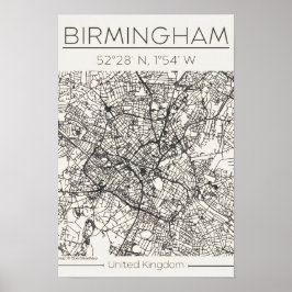 Birmingham City Map Poster – Modern Minimal Urban  ポスター