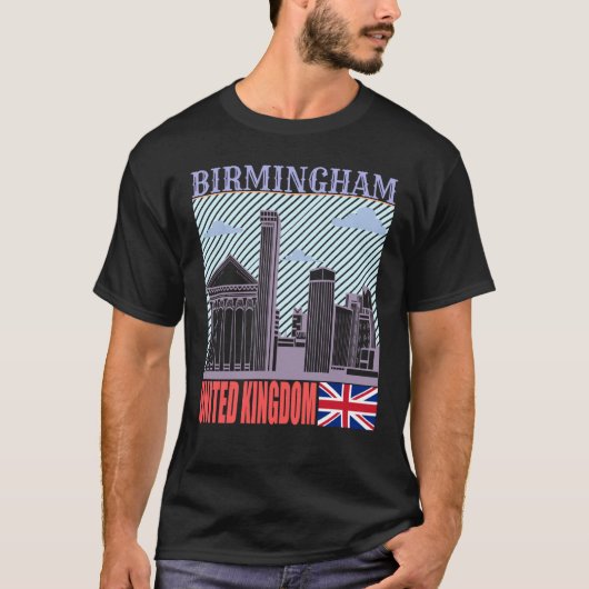 Birmingham UK Skyline Country City Skyline Landmar Tシャツ (正面)