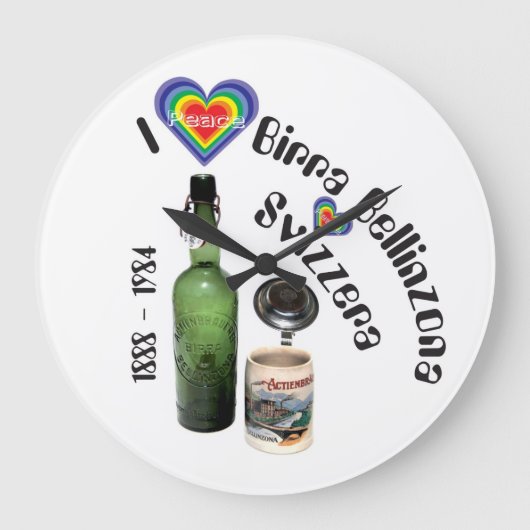 Birra Bellinzona Svizzera ラージ壁時計 (正面)