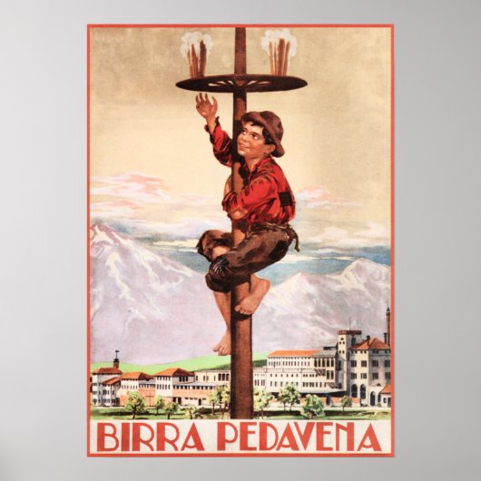 BIRRA PEDAVENA 1920ヴィンテージイタリアンビール広告 ポスター (正面)