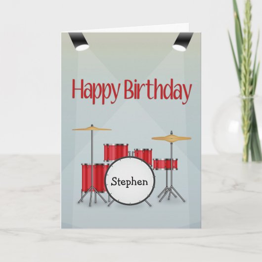 Birtカスタムのスポットライトを使用した名前付きドラム カード (正面)