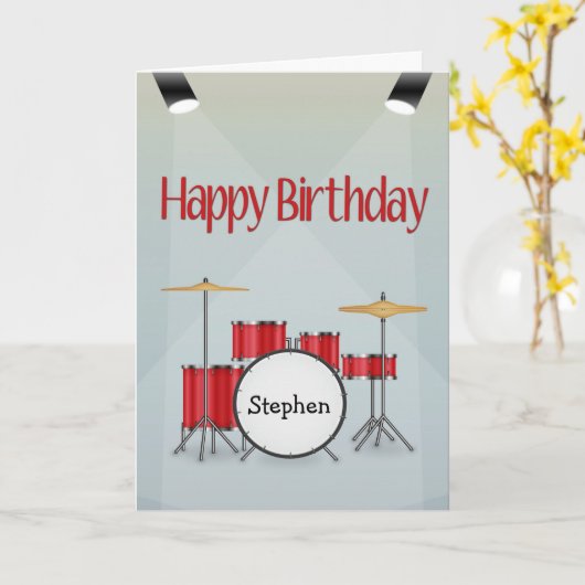 Birtカスタムのスポットライトを使用した名前付きドラム カード (黄色い花)