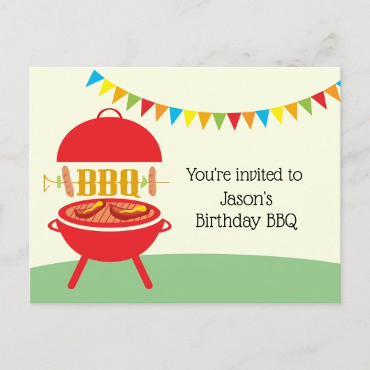 birt BBQ, barbecue, bbq grill, Invitation Postcard インビテーションポストカード (正面)