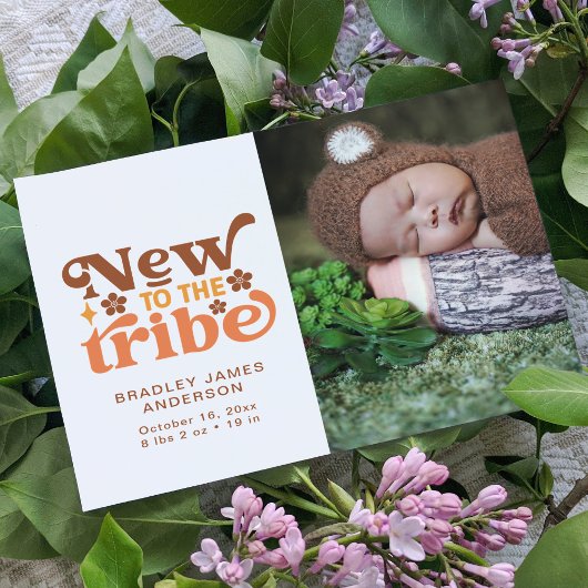 Birth AnnouncementフォトポストカードNew To The Tribe 案内ポストカード