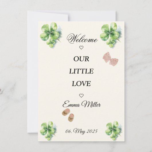 Birth announcement baby clover 招待状 (裏面)