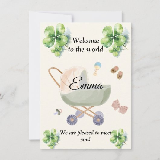 Birth announcement baby clover 招待状 (正面)