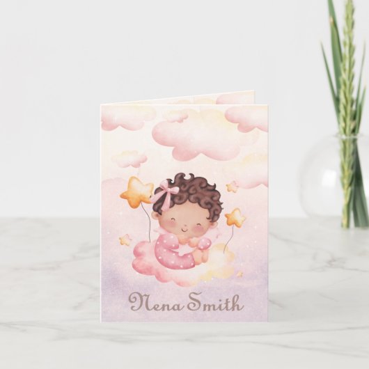 Birth announcement black girl - Dreamy cloud girl 案内状 (正面)