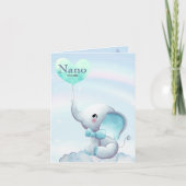 Birth announcement card boy - Elephant on cloud 案内状 (正面)