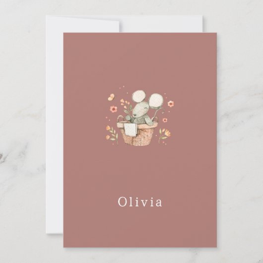 Birth Announcement Card Cute Little Mouse ノートカード (正面)