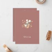 Birth Announcement Card Cute Little Mouse ノートカード (正面/裏面インサイチュ)