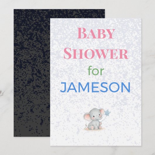 Birth Announcement Card Diaper Raffle | Elegant 招待状 (正面/裏面)