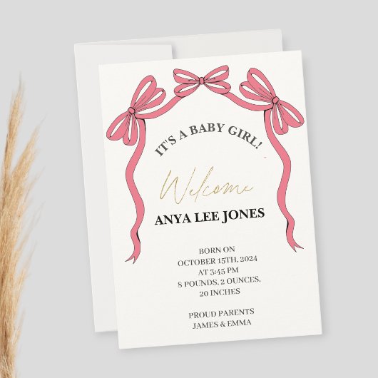 Birth announcement card for a baby Newborn 招待状