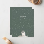 Birth Announcement Card Little Bird In The Snow ノートカード (正面/裏面インサイチュ)