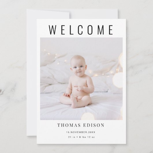 Birth Announcement Card | Welcome Baby Photo  案内状 (正面)