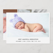 Birth Announcement Elegant Photo Collage 案内状 (正面/裏面)