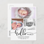Birth Announcement Hello World Photo Collage 案内ポストカード (正面/裏面)