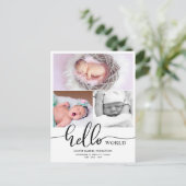Birth Announcement Hello World Photo Collage 案内ポストカード (スタンド正面)