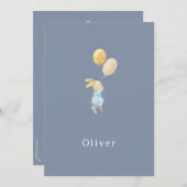 Birth Announcement Little Rabbit With Balloons ノートカード (正面/裏面)