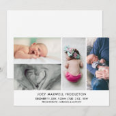 Birth Announcement Minimal Photo Collage 案内状 (正面/裏面)