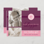 BIRTH ANNOUNCEMENT :: monogram2 - girl 案内ポストカード (正面/裏面)