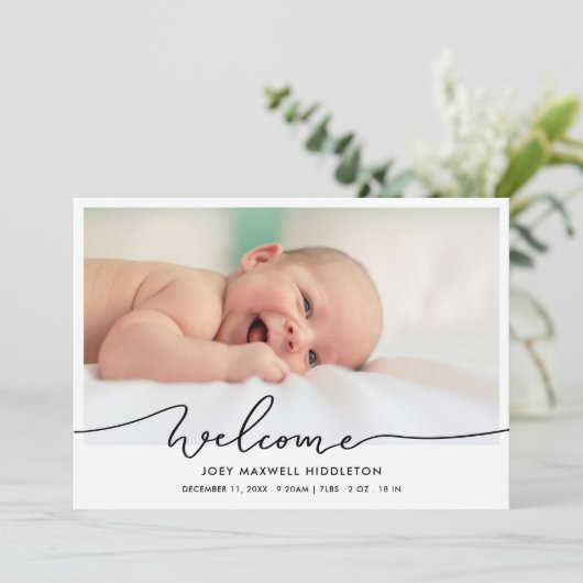Birth Announcement Welcome Script Newborn Photo 案内状 (スタンド正面)