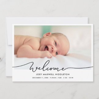 Birth Announcement Welcome Script Newborn Photo 案内状