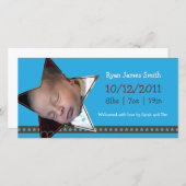 Birth Announcement with a Blue and Starテーマ 案内状 (正面/裏面)