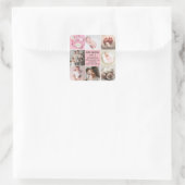  Birth Announcment Personalize 8 Photo christmas スクエアシール (バッグ)