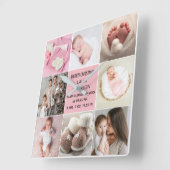  Birth Announcment Personalize 8 Photo christmas スクエア壁時計 (傾斜)