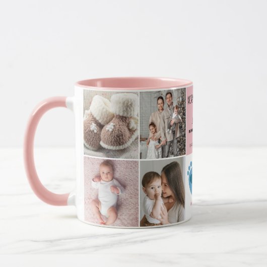  Birth Announcment Personalize 8 Photo christmas  マグカップ (左)