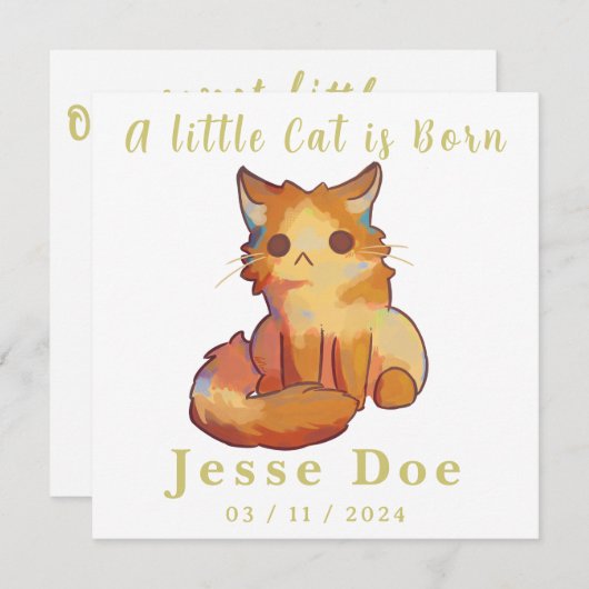 Birth Boy and Girl card, little cat (正面/裏面)