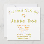 Birth Boy and Girl card, little Fox (裏面)