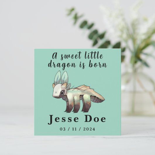 Birth Boy Card Cute Dragon  (スタンド正面)
