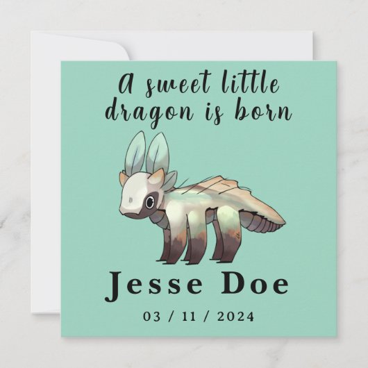 Birth Boy Card Cute Dragon  (正面)