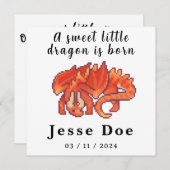 Birth Boy Card Cute Dragon pixel art (正面/裏面)