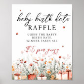 Birth Date Raffle Merry Baby Shower Game sign ポスター (正面)